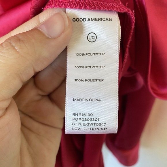 Women's Good American Washed Satin Weekend Shirt L / XL Love Potion Pink - Picture 8 of 14